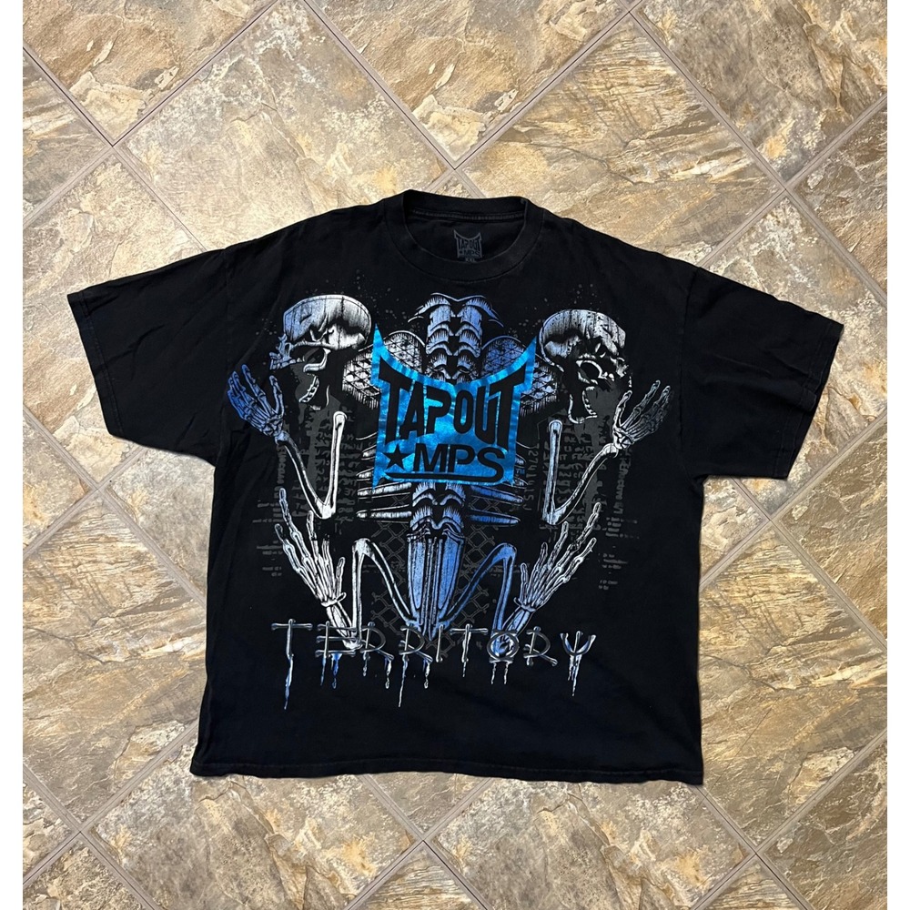 Tapout Shirt Mens XXL Black MMA Skulls Graphic Tee Territory MPS